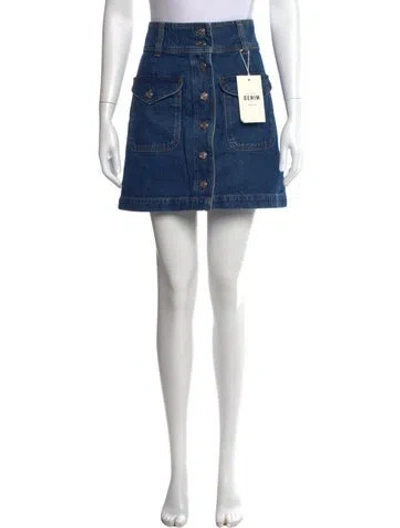 Pre-owned Sézane Pleated Accents Mini Skirt W/ Tags In Blue