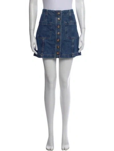 Pre-owned Sézane Pleated Accents Mini Skirt W/ Tags In Blue