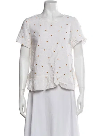 Pre-owned Sézane Polka Dot Print Crew Neck Blouse In Neutral