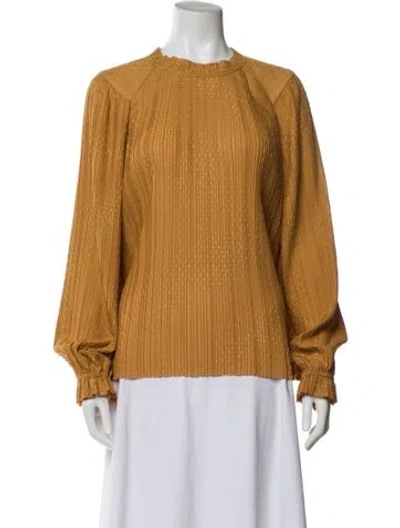 Pre-owned Sézane Polka Dot Print Crew Neck Blouse In Yellow