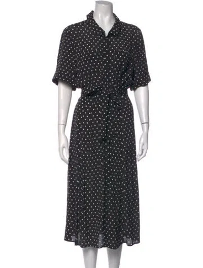 Pre-owned Sézane Polka Dot Print Midi Length Dress In Black