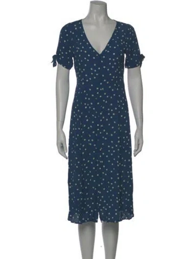 Pre-owned Sézane Polka Dot Print Midi Length Dress In Blue