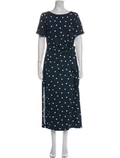 Pre-owned Sézane Polka Dot Print Midi Length Dress In Blue