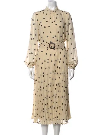 Pre-owned Sézane Polka Dot Print Midi Length Dress In Neutral