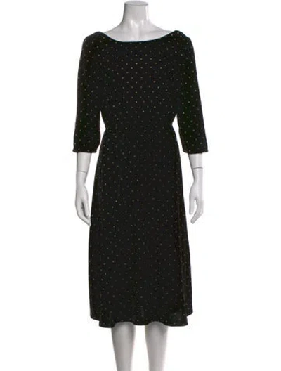 Pre-owned Sézane Polka Dot Print Midi Length Dress W/ Tags In Black