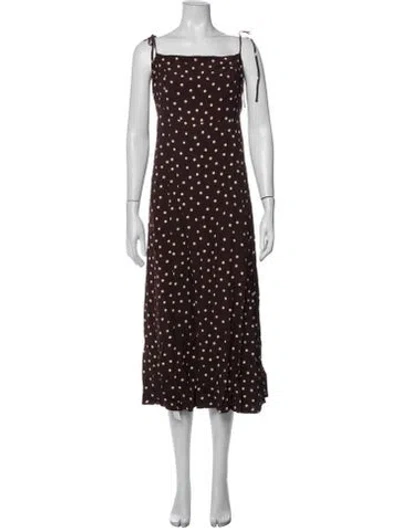 Pre-owned Sézane Polka Dot Print Midi Length Dress W/ Tags In Burgundy