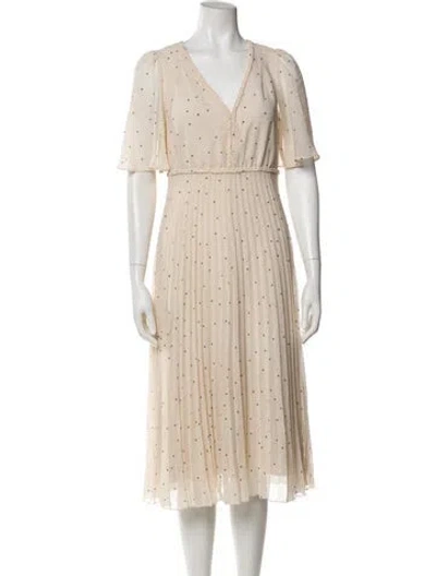 Pre-owned Sézane Polka Dot Print Midi Length Dress W/ Tags In Neutral