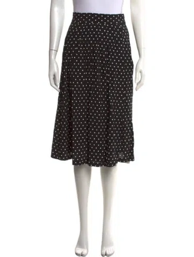 Pre-owned Sézane Polka Dot Print Midi Length Skirt In Black