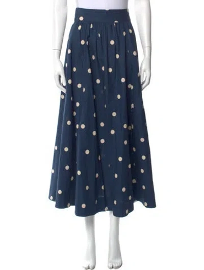 Pre-owned Sézane Polka Dot Print Midi Length Skirt In Blue
