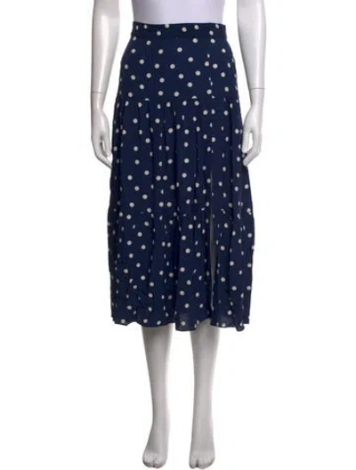 Pre-owned Sézane Polka Dot Print Midi Length Skirt In Blue