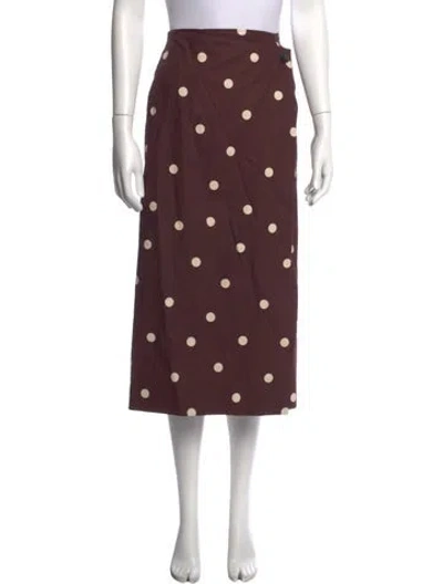 Pre-owned Sézane Polka Dot Print Midi Length Skirt In Burgundy
