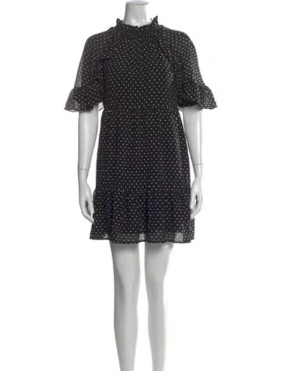 Pre-owned Sézane Polka Dot Print Mini Dress In Black