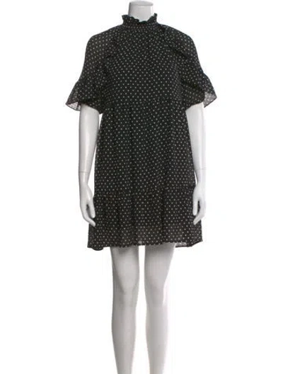 Pre-owned Sézane Polka Dot Print Mini Dress In Black