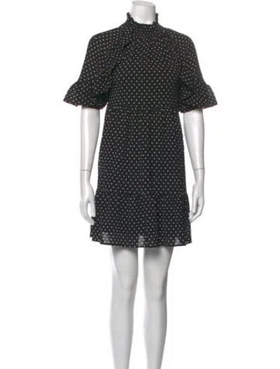Pre-owned Sézane Polka Dot Print Mini Dress In Black