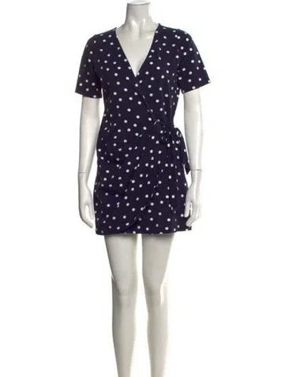 Pre-owned Sézane Polka Dot Print Mini Dress In Blue