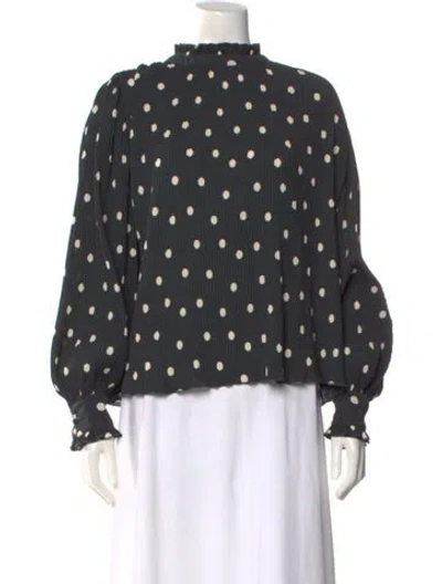 Pre-owned Sézane Polka Dot Print Mock Neck Blouse In Multi