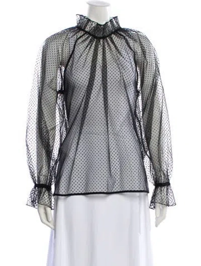 Pre-owned Sézane Polka Dot Print Mock Neck Blouse W/ Tags In Multi