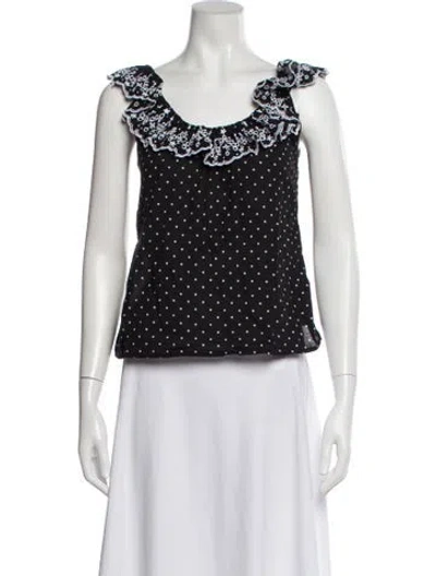 Pre-owned Sézane Polka Dot Print Scoop Neck Top In Black
