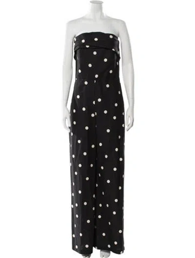 Pre-owned Sézane Polka Dot Print Strapless Jumpsuit In Black