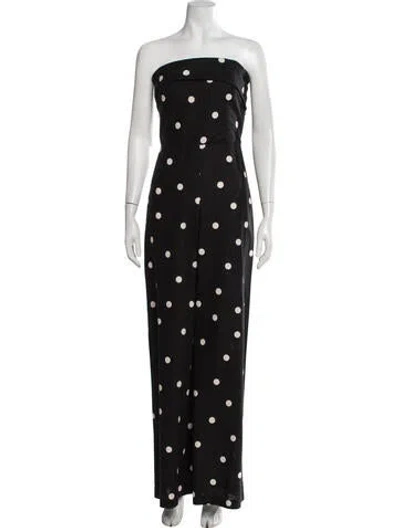 Pre-owned Sézane Polka Dot Print Strapless Jumpsuit In Black