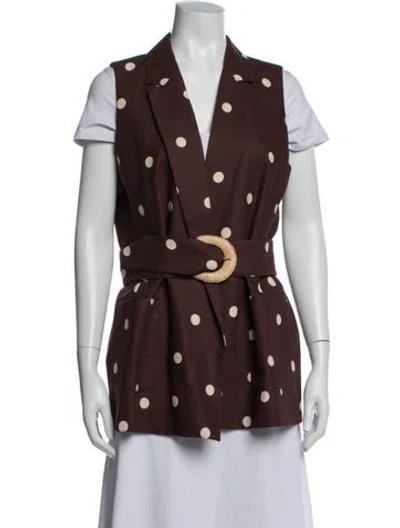 Pre-owned Sézane Polka Dot Print Vest In Burgundy