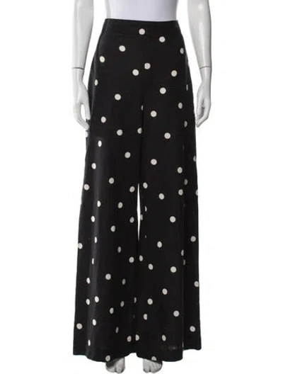 Pre-owned Sézane Polka Dot Print Wide Leg Pants In Black