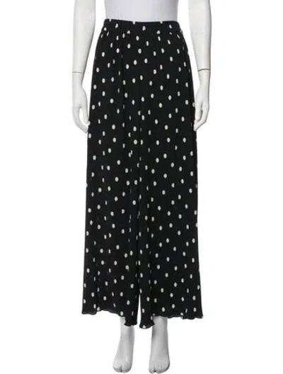 Pre-owned Sézane Polka Dot Print Wide Leg Pants In Black