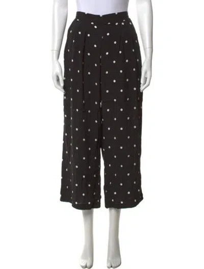 Pre-owned Sézane Polka Dot Print Wide Leg Pants In Black