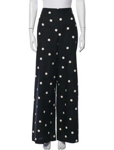 Pre-owned Sézane Polka Dot Print Wide Leg Pants In Black