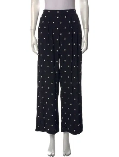 Pre-owned Sézane Polka Dot Print Wide Leg Pants In Black