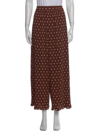 Pre-owned Sézane Polka Dot Print Wide Leg Pants In Brown