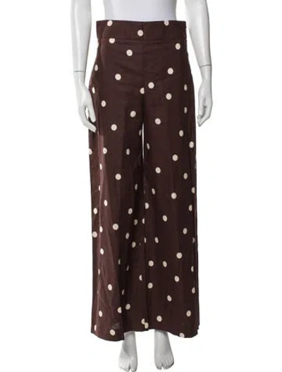 Pre-owned Sézane Polka Dot Print Wide Leg Pants In Brown
