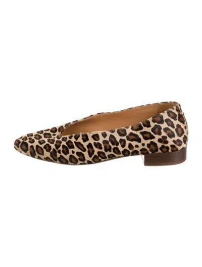 Pre-owned Sézane Ponyhair Animal Print Ballet Flats In Neutral