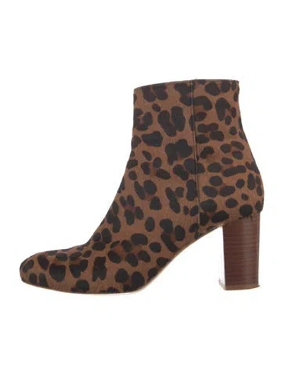 Pre-owned Sézane Ponyhair Animal Print Boots In Black/brown