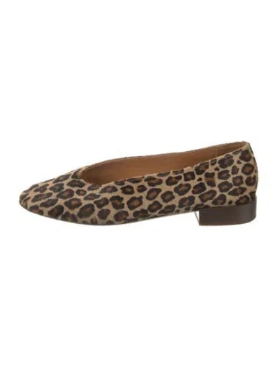 Pre-owned Sézane Ponyhair Animal Print Flats In Brown