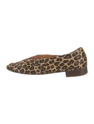 Pre-owned Sézane Ponyhair Animal Print Flats In Brown/neutrals