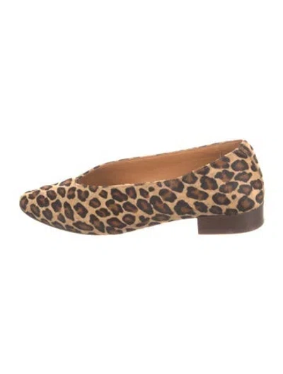 Pre-owned Sézane Ponyhair Animal Print Flats In Brown/neutrals