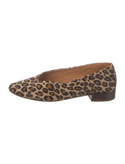 Pre-owned Sézane Ponyhair Animal Print Flats In Neutral