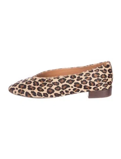 Pre-owned Sézane Ponyhair Animal Print Flats In Neutrals