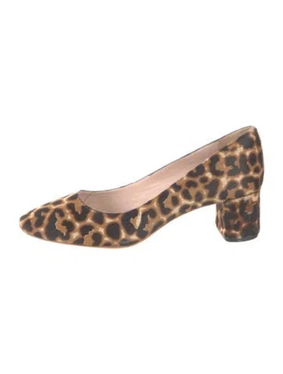 Pre-owned Sézane Ponyhair Animal Print Pumps In Brown