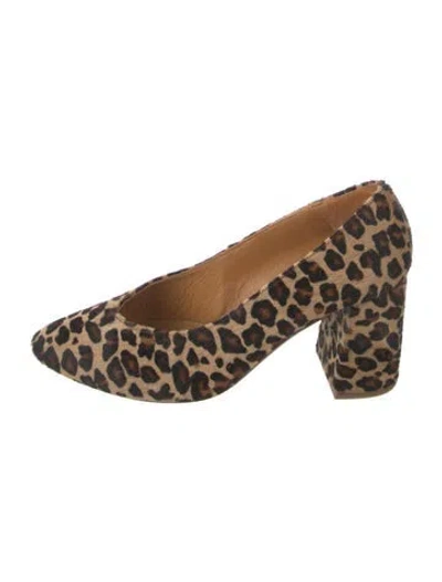 Pre-owned Sézane Ponyhair Animal Print Pumps In Neutrals