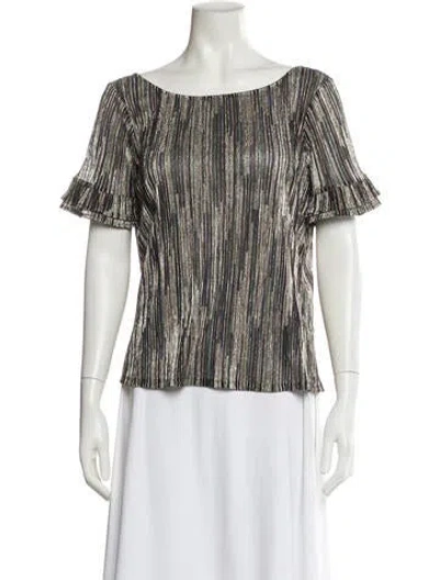 Pre-owned Sézane Printed Bateau Neckline Blouse W/ Tags In Black
