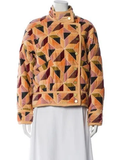 Pre-owned Sézane Printed Bomber Jacket In Orange