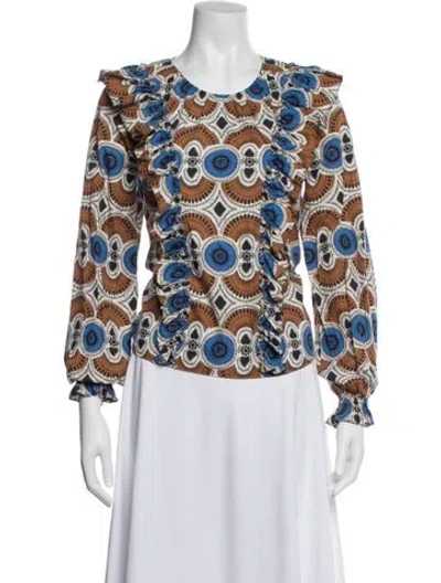 Pre-owned Sézane Printed Crew Neck Blouse In Multi