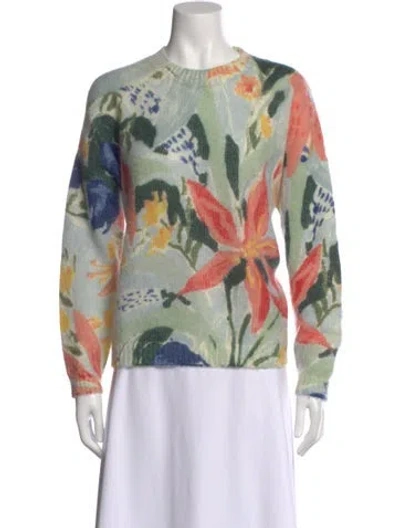 Pre-owned Sézane Printed Crew Neck Sweater In Green