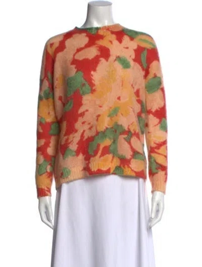 Pre-owned Sézane Printed Crew Neck Sweater In Orange
