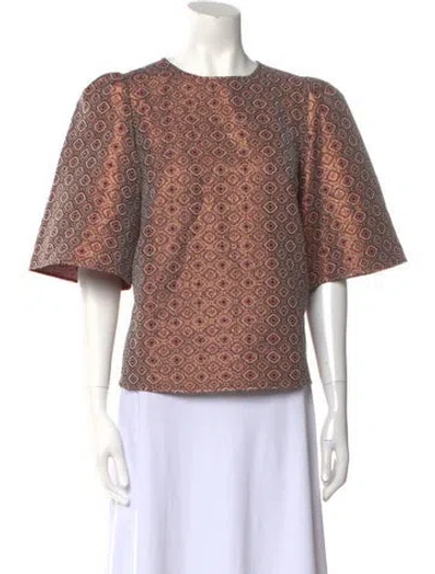 Pre-owned Sézane Printed Crew Neck Top In Multi