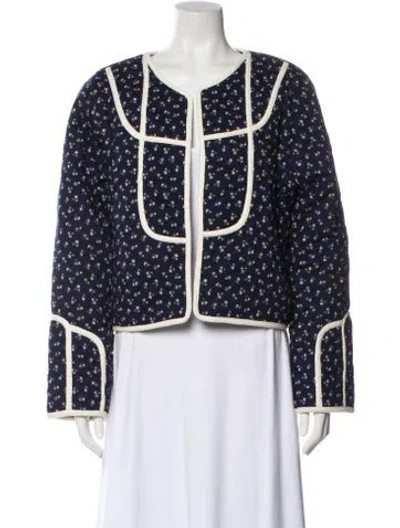 Pre-owned Sézane Printed Evening Jacket W/ Tags In Blue