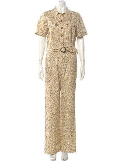 Pre-owned Sézane Printed Jumpsuit In Yellow