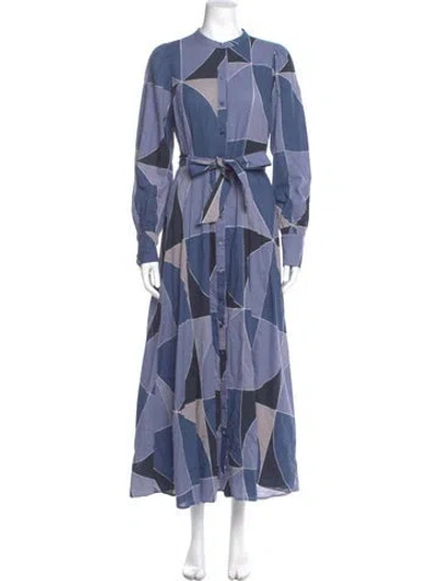 Pre-owned Sézane Printed Long Dress In Blue
